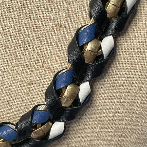 Stella & Dot Gold Statement Necklace with Coloured Leather Detail- EUC - Picture 2 of 2